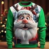 levne Santa Claus oblečení-Vánoce Pánské 3D tisk 3D 3D  komiks Mikiny Mikina Mikina Dlouhý rukáv Mikina Tričkový 3D Legrační 3D tisk Vánoce Dovolená Párty Výstřih ke krku 3D tisk 3D Zima Jaro &amp; podzim