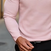 billiga Herrars klassiska polo-Herr Våffelpikétröja Golftröja Utomhus Casual Fjärdedels blixtlås Långärmad Mode Modern Ensfärgat Stickat Vår &amp; Höst Standardpassform Vit Gul Rodnande Rosa Ljusgrå Våffelpikétröja