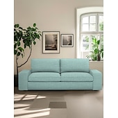 baratos Cobertura de Sofa-Capa de Sofá em Linho Sólido 2 Lugares 3 Lugares Com Estofamento de Algodão e Linho