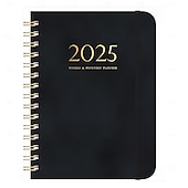 preiswerte Bürobedarf-2025 PU-Leder-Kalenderplaner-Notizbuch A5 mit losem Blatt, Wochenplaner, Gummiband-Notizbuch