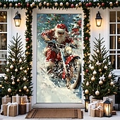 billige juledørdeksler-juledørdekorasjoner dørdeksler julemotor nissedør billedvev dørgardindekorasjon bakteppe dørbanner til inngangsdør gårdshus feriefest dekorutstyr innendørs/utendørs