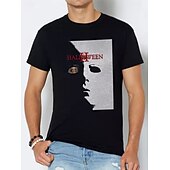 billige Skrekk-Halloween Michael Myers T-skjorte Trykt mønster Graphic Til Par Herre Dame Voksne Halloween Karneval Maskerade Varmstempling Fritid / hverdag