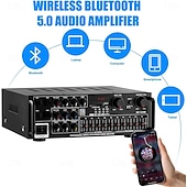 お買い得  パソコン＆オフィス-高出力ホームアンプ 12v/110v/220v 4チャンネル ブルートゥース 5.0 イコライザー 車 屋外 カラオケ USB/SD カード再生をサポート
