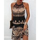 ieftine Rochii de soare-rochie lejeră damă rochie schimbătoare rochie mini negru verde albastru închis fără mâneci floral cu fâșii primăvară vară halter vintage aniversare zilnic rochie etnică 2023 s m l xl xxl 3xl