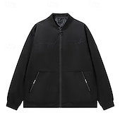 cheap Sport Jacket-Men's Lightweight Jacket Outdoor Jacket Bomber Jacket Full Zip Spring &amp;  Fall Active Black Navy Blue Dark Green Khaki Light Grey Jacket