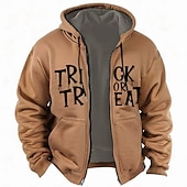 Men's Spooky Halloween Trick or Treat Graphic Full Zip Hoodie 13