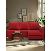 baratos Cobertura de Sofa-Capa de Sofá 100% Algodão com Armazenamento Capas de Sofá-Cama Acolchoadas Cor Sólida