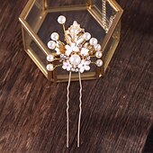preiswerte Blumenmädchenkopfbedeckung-Kopfschmuck Strass Aleación Hochzeit Cocktail Elegant Vintage Einfach Mit Kunstperlen Blumig Kopfschmuck Kopfbedeckung