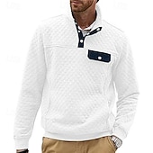 abordables Sudaderas Básicas_-Hombre Sudadera Negro Blanco Verde Oscuro Gris Claro Gris Oscuro Cuello Mao Bloque de color Jacquard Retazos Bolsillo Estriado Deporte Diario Festivos Poliéster Texturizado Ropa de calle Básico Casual