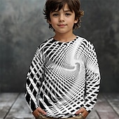 billiga Pojkens 3D Vision &amp; Geometri-Pojkar 3D Grafisk Geometrisk T-shirt Långärmad Vår Höst Mode Grundläggande Barn 4-12 år Rund hals Utomhus Ledigt Dagligen Normal