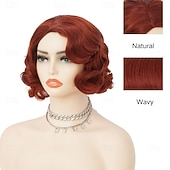abordables Pelucas históricas-Pelucas cortas de los años 20 para mujeres peluca de ondas de dedo peluca sintética natural disfraz de cosplay peluca flapper de carnaval Halloween