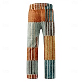 cheap Men&#039;s Printed Casual Pants-Men&#039;s Plaid Pants Trousers Mid Waist Drawstring Elastic Waist Hawaiian Casual Holiday Straight Leg Trousers Summer Spring Fall 3D Print Multi Color