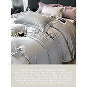 economico Collezione d&#039;elite-Set copripiumino da 4 pezzi, 100% cotone biologico, tessuto morbido e traspirante, include copripiumino e federe per un sonno confortevole.