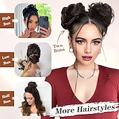 economico Chignon-Chignon Chignon Con clip Capelli sintetici Pezzo di capelli Estensione capelli Riccio Feste Giornaliero Da tutti i giorni Marrone scuro Marrone Biondo scuro