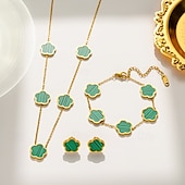 abordables Collier pour femme-parure de bijoux en plaqué or avec fleur et nacre pour femme – collier, bracelet et boucles d&#039;oreilles élégants pour femme