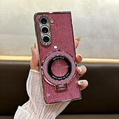 Χαμηλού Κόστους Samsung Θήκη-τηλέφωνο tok Για Z Διπλώστε 6 Z Fold 5 Z Fold 4 Z Fold 3 Πίσω Κάλυμμα με βάση στήριξης Υποστήριξη ασύρματης φόρτισης Bling Glitter Shiny Ρετρό TPU Επιμετάλλωση