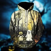 abordables Sudaderas con capucha-Víspera de Todos los Santos Fantasma Calabaza Sudadera Pullover Víspera de Todos los Santos 3D Bolsillo delantero Gráfico Para Pareja Hombre Mujer Adulto Víspera de Todos los Santos Carnaval Mascarada