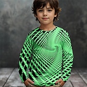 billiga Pojkens 3D Vision &amp; Geometri-Pojkar 3D Grafisk Geometrisk T-shirt Långärmad Vår Höst Mode Grundläggande Barn 4-12 år Rund hals Utomhus Ledigt Dagligen Normal
