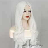 economico Parrucche da festa-parrucca cosplay da donna con cappuccio in rete resistente al calore, parrucche sintetiche ondulate a piena densità, parrucche per costumi per carnevale, festival musicali, tutte le età