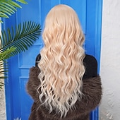 voordelige Synthetische trendy pruiken-Synthetische pruiken Uniformen carrière Kostuums Prinses Gekruld Golvend Middelste stuk Gelaagd kapsel Machinegemaakt Pruik 66.0 cm Goudroze Synthetisch haar Dames Cosplay Feest Modieus Roze