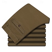 economico Sottile-Per uomo pantaloni della tuta Pantaloni Chino Bottoni Tasche Gamba dritta Liscio Comfort Formale Feste Ufficio Di tendenza Classico Nero Verde scuro Media elasticità