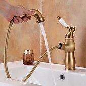abordables Robinets de lavabo-Robinet lavabo - Rétractable Plaqué Set de centre Mitigeur un trouBath Taps