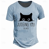 Men's Funny Cat Graphic T-Shirt - Judging You Silently Short Sleeve Tee for Cat Lovers 7