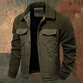 economico Giubbotti e cappotti da uomo-Per uomo Giacca in pile Giacca da lavoro Esterno Capodanno Tenere al caldo Collage Tasche Inverno Primavera &amp; Autunno Multistagione Collage Di tendenza Streetwear Collo ripiegabile Blu marino Cachi