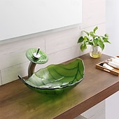 billiga Fristående tvättställ-Badrums sink / Badrumskran / Badrums Monteringssing Nutida - Härdat Glas Rektangulär Vessel Sink