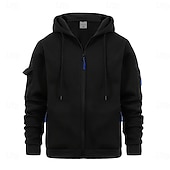 economico felpe con cappuccio da uomo di base-Per uomo Felpa con cappuccio Felpa con cappuccio a zip intera Felpa con cappuccio tattica Nero Blu marino Blu Cachi Grigio scuro Con cappuccio Liscio Sportivo Giornaliero Per eventi Streetwear
