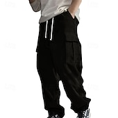 cheap Cargo Pants-Men's Cargo Pants Corduroy Pants Trousers Straight Leg Sweatpants Elastic Waist Drawstring Multi Pocket Plain Wearable Outdoor Daily Camping &amp; Hiking Fashion Classic Black Army Green