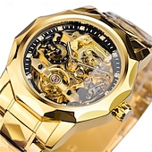 levne Mechanické hodinky-FORSINING Pánské mechanické hodinky luxusní velký ciferník venkovní obchodní duté skeleton automatické samo-navíjecí tourbillon luminiscenční nerezová ocel páskové hodinky