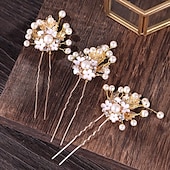 preiswerte Blumenmädchenkopfbedeckung-Kopfschmuck Strass Aleación Hochzeit Cocktail Elegant Vintage Einfach Mit Kunstperlen Blumig Kopfschmuck Kopfbedeckung