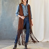 levne Divoký západ-Retro Západní 70. léta Semišová vesta Hippie Kovbojka Třásně Pevná barva Dámské Plesová maškaráda Běžné / Denní loučení se svobodou nevěsty Dospělé Vesta Celý rok