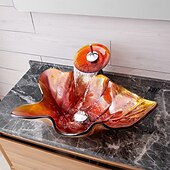 billiga Fristående tvättställ-Badrums sink / Badrumskran / Badrums Monteringssing Nutida - Härdat Glas Rektangulär Vessel Sink