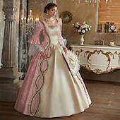 cheap Dresses-Rococo Victorian Vintage Inspired Dress Party Costume Prom Dress Princess Shakespeare Solid Color Ball Gown Women&#039;s Halloween Carnival Valentine&#039;s Day Party Evening Party Masquerade Adults&#039; Dress All