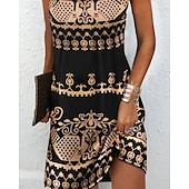 ieftine Rochii de soare-rochie lejeră damă rochie schimbătoare rochie mini negru verde albastru închis fără mâneci floral cu fâșii primăvară vară halter vintage aniversare zilnic rochie etnică 2023 s m l xl xxl 3xl