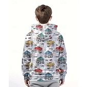 billiga Pojkens 3D Sporter &amp; Spel-Pojkar 3D Grafisk Bilar Huvtröja Långärmad Vår Höst Mode Streetwear Barn 4-12 år Huva Utomhus Ledigt Dagligen Normal