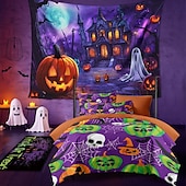 economico arazzi da parete di halloween-decorazioni di halloween arazzo con luce nera uv reattivo fosforescente festa fosforescente casa stregata psichedelico trippy nebbioso arazzo appeso arte murale per soggiorno camera da letto fantasma