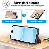 Χαμηλού Κόστους iPhone Θήκες-τηλέφωνο tok Για iPhone 16 iPhone 15 Pro Max Plus iPhone 14 13 12 11 Pro Max Plus Θήκη κάρτας πορτοφολιού Προστατευτικό για όλο το σώμα με λουράκι καρπού Σταντ ποδηλάτου Ρετρό TPU PU δέρμα