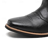 levne Cowboy &amp; Western Boots-pánské černé westernové kovbojské boty – vyšívaný shaft s klasickou špičatou špičkou, vintage styl pro rodeo nebo běžné nošení