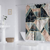 baratos Cortinas de Banho-Cortina de Chuveiro com Ganchos 180cm*180cm(70&quot;*70&quot;) Poliéster Lavável à Prova d&#039;Água com Padrão para Decoração de Banheira de Banheiro Mármore Abstrato