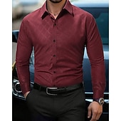 economico camicie da uomo no stiro-Per uomo Camicia Camicia elegante Camicia con Bottoni Plaid Matrimonio Feste Rosso Verde Grigio Manica Lunga Bavero Primavera &amp; Autunno Abbigliamento