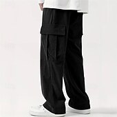 cheap Cargo Pants-Men&#039;s Cargo Pants Corduroy Pants Trousers Straight Leg Sweatpants Elastic Waist Drawstring Multi Pocket Plain Wearable Outdoor Daily Camping &amp; Hiking Fashion Classic Black Army Green