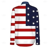 preiswerte Flaggenmuster-Herren Amerikanische Flagge Westernhemd Knopfhemd Cowboy-Shirt Langarm westlicher Stil Täglich Umlegekragen Hemden mit Kragen 3D-Druck Vordertasche Schwarz Weiß Rote Blau