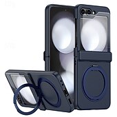 cheap Samsung Cases-Phone Case For Samsung Galaxy Z Flip 6 Z Flip 5 Z Flip 4 Z Flip 3 Back Cover with Stand Holder Magnetic Support Wireless Charging Retro TPU PC