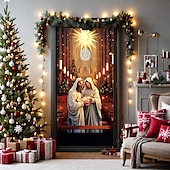 cheap Christmas Door Covers-Christmas Door Decorations Door Covers Nativity Scene Door Tapestry Door Curtain Decoration Backdrop Door Banner for Front Door Farmhouse Christmas Holiday Party Decor Supplies Gift Indoor/Outdoor
