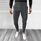 economico Chino-Per uomo pantaloni della tuta Pantaloni affusolati Pantaloni Chino Bottoni Tasche Liscio Comfort Formale Feste Ufficio Di tendenza Classico Nero Bianco Media elasticità