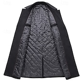 preiswerte Herren-Blazer &amp; -Anzüge-Herren Wintermantel Wollmantel Mantel Outdoor Freizeitskleidung Herbst Winter Polyester warm Oberbekleidung Bekleidung Modisch Strassenmode Glatt Tasche Kargen Doppelreihiger Verschluss