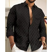 economico camicia da uomo con bottoni-Per uomo Camicia Camicia estiva Camicia con bottoni Maglietta informale Camicia da spiaggia Nero Bianco Verde chiaro Azzurro cielo Verde scuro Manica lunga Liscio Bavero Hawaiano Per eventi Jacquard